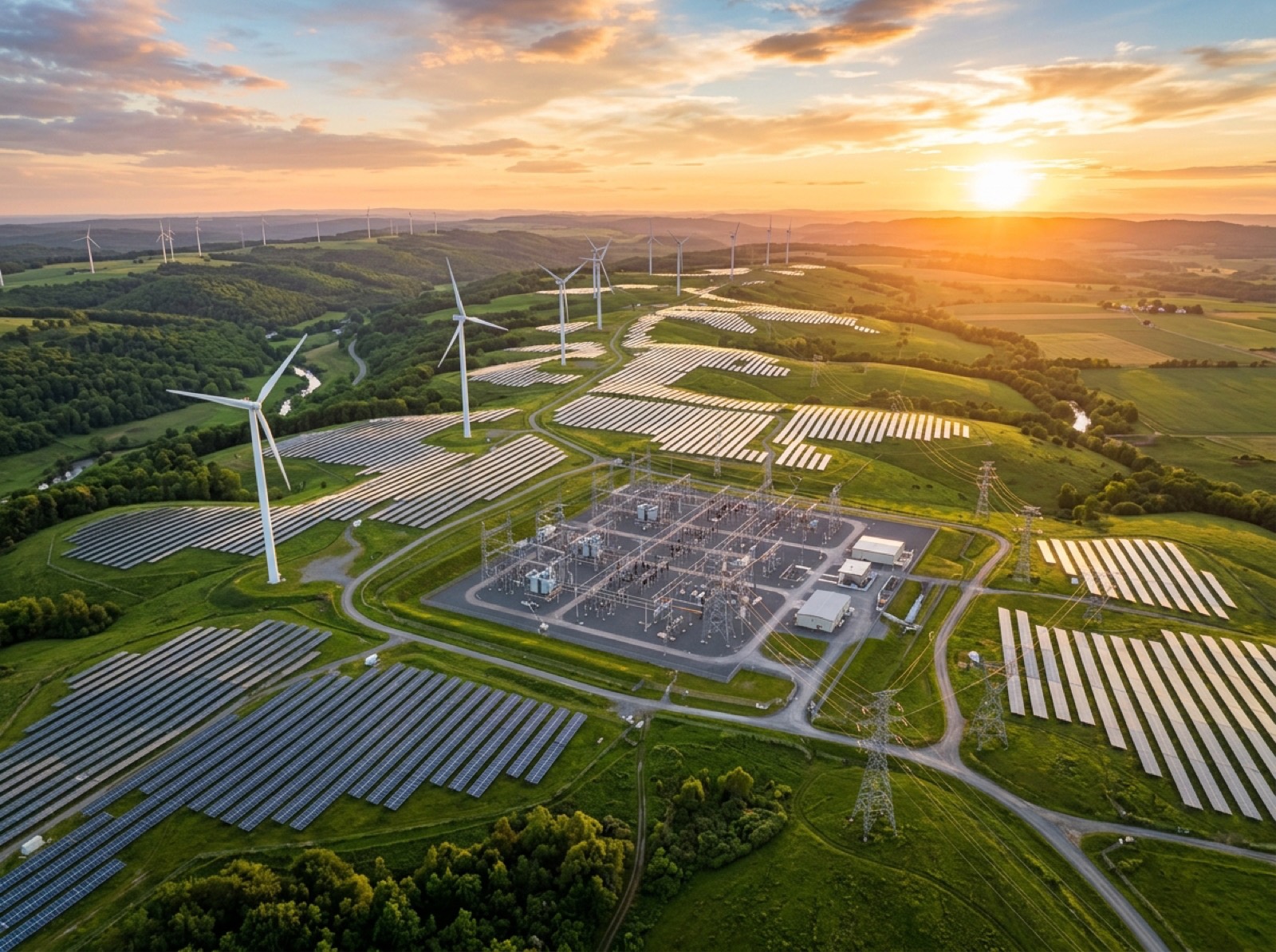 Solar and wind energy farm